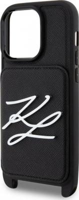 Чехол Lagerfeld Crossbody cardslot PU Saffiano Autograph Hard для iPhone 14 Pro, черный