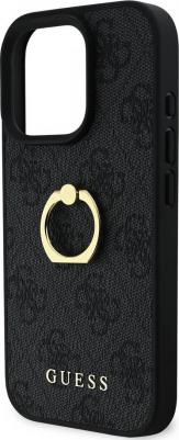 Guess для iPhone 16 Pro чехол PU 4G + Ring Hard Black