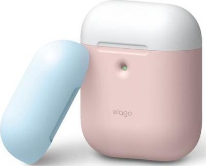 Чехол для AirPods wireless Silicone Hang DUO Lavender с крышками Pink и Pastel Blue