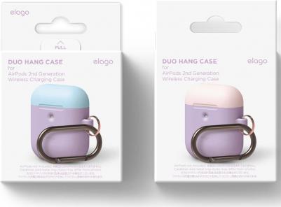 Чехол для AirPods wireless Silicone Hang DUO Lavender с крышками Pink и Pastel Blue – фото 3