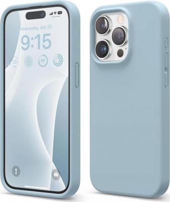 Чехол для iPhone 15 Pro силиконовый Liquid silicone с Soft touch, голубой