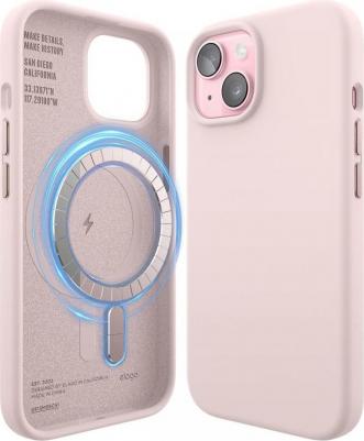 Чехол для iPhone 15 силиконовый Liquid silicone с MagSafe, розовый