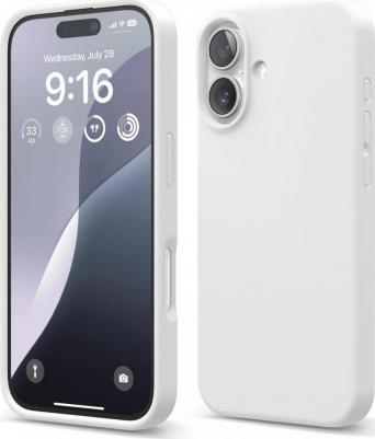 Чехол для iPhone 16 силиконовый Liquid silicone с Soft touch, белый