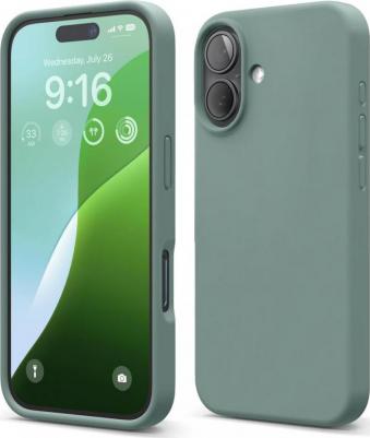 Чехол для iPhone 16 силиконовый Liquid silicone с Soft touch, зеленый