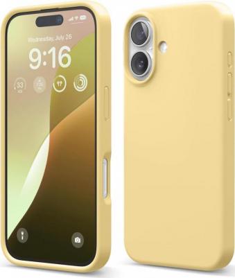Чехол для iPhone 16 силиконовый Liquid silicone Soft touch, желтый