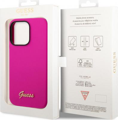 Чехлы Чехол Gold metal logo для iPhone 14 Pro Max, розовый – фото 4