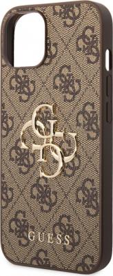 Чехол для iPhone 15 из экокожи 4G Big metal logo, коричневый