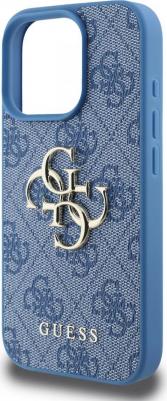 Чехол для iPhone 16 Pro из экокожи с металлическим логотипом 4G, синий