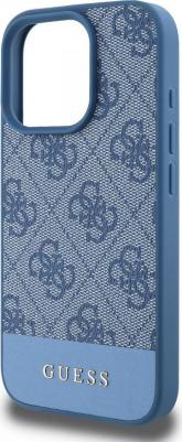 Чехол для iPhone 16 Pro из экокожи с металлическим логотипом, синий