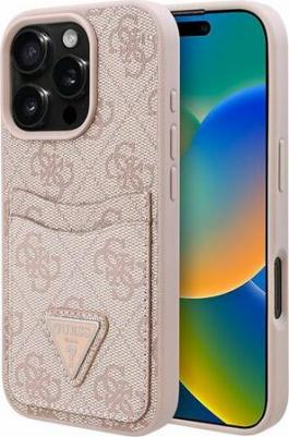 Чехол для iPhone 16 Pro Max из экокожи с кардслотом, розовый – фото 1