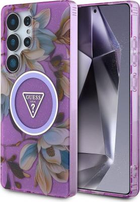 Чехол Glitter Flowers Triangle MagSafe для Galaxy S25 Ultra фиолетовый – фото 1
