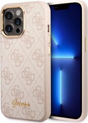 Чехол PU 4G Script metal logo Hard для iPhone 14 Pro Max, Розовый