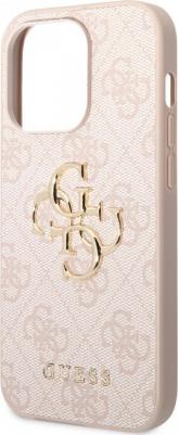 для iPhone 15 Pro чехол PU 4G Big metal logo Hard Pink