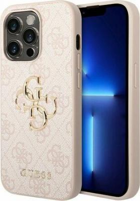для iPhone 15 Pro чехол PU 4G Big metal logo Hard Pink – фото 1