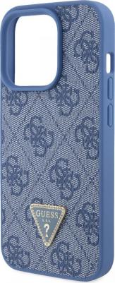 для iPhone 15 Pro чехол PU 4G Triangle Diamond metal logo Hard Blue