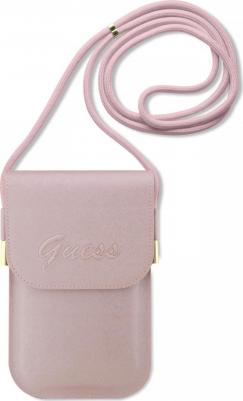 для смартфонов сумка Wallet Phone Bag Saffiano Script logo with Cord Pink