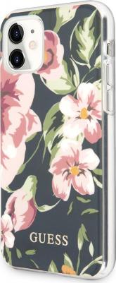 Пластиковый чехол Flower с цветочным принтом на Айфон 11 /для iPhone 11, чёрный – фото 1