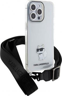Чехол Crossbody PC/TPU NFT Choupette with Strap Hard для iPhone 15 Pro прозрачный