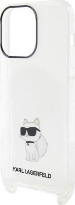 Чехол Crossbody PC/TPU NFT Choupette with Strap Hard для iPhone 15 Pro прозрачный – фото 2