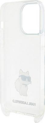 Чехол Crossbody PC/TPU NFT Choupette with Strap Hard для iPhone 15 Pro прозрачный – фото 3