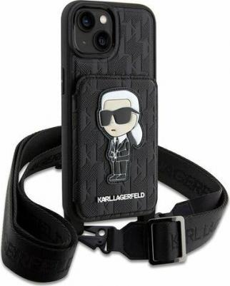 Чехол для iPhone 15 с карманом для карт Monogram Hard Black – фото 1