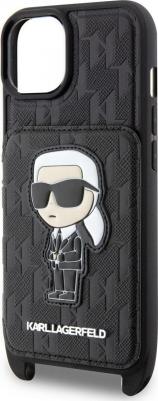 Чехол для iPhone 15 с карманом для карт Monogram Hard Black