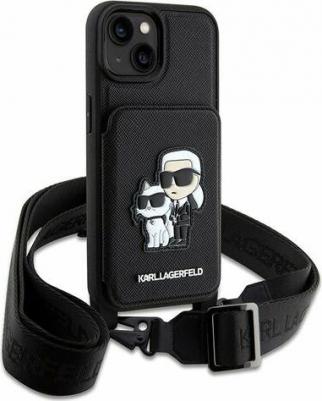 Чехол для iPhone 15 с ремнем и карманом для карт Hard Black – фото 1