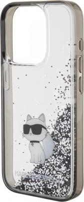 Чехол для iPhone 16 Pro Max с гелем и жидкими блестками, прозрачный/черный