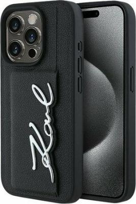 Lagerfeld для iPhone 15 Pro Max чехол Cardslot PU Grained leather Metal Signature Hard Black – фото 1