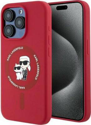 Lagerfeld для iPhone 15 Pro Max чехол Liquid Silicone NFT Karl & Choupette Body Hard Red – фото 1