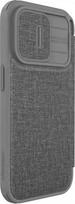для iPhone 15 Pro Max чехол QIN Pro (Cloth) Booktype Classical Grey – фото 1