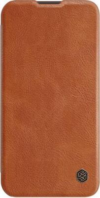 Кожаный чехол-книжка Leather Qin Pro c защитой камеры для iPhone 14 Pro Max коричневый