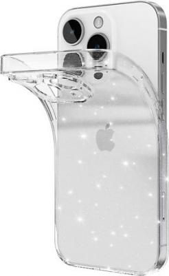 Блестящий чехол на iPhone 14 Pro / Айфон 14 Про бампер с защитой камеры, прозрачный – фото 3