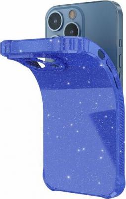 Чехол "SHINE" для Apple iPhone 13 Pro, синий (серебряные блестки)