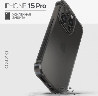 Противоударный чехол на iPhone 15 Pro черный прозрачный – фото 1