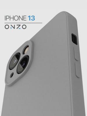 Силиконовый чехол на iPhone 13 / Бампер накладка на Айфон 13, серый матовый – фото 2