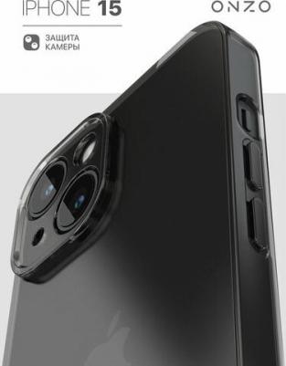 Защитный чехол на iPhone 15 темно-прозрачный / Бампер накладка на Айфон 15 – фото 1