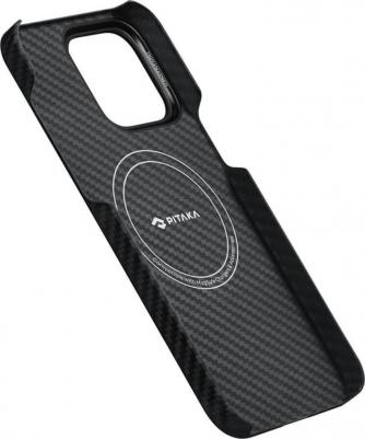Чехол MagEZ Case Pro 4 MagSafe для iPhone 15 Pro чёрно-серый кевлар – фото 1