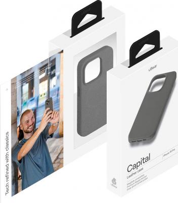 Чехол Capital Leather Case для iPhone 15 Pro MagSafe серый – фото 3