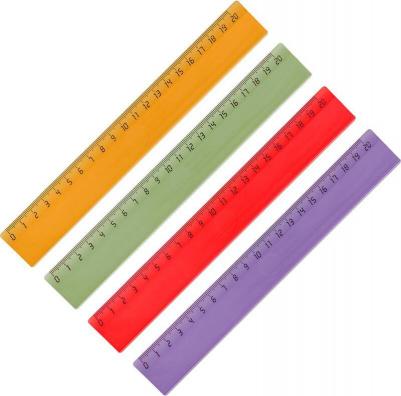 Линейка 20см пластик цвет прозр ассорти (крас,син,зел,оран) – фото 3