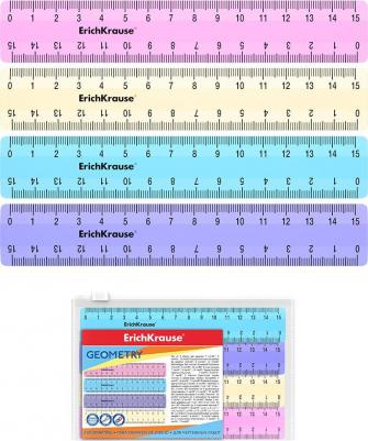Набор из 4 линеек Pastel, 15см, розовый, голубой, фиолетовый, желтый, в zip па – фото 3