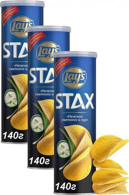 Чипсы картофельные STAX со вкусом нежной сметаны и лука, 140 г – фото 4