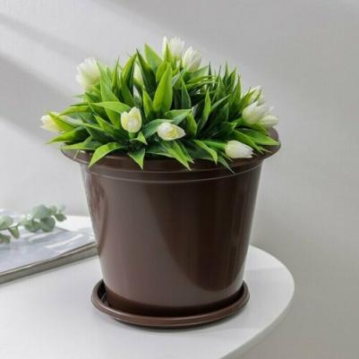 Горшок с поддоном "Эконом", 3 л, цвет коричневый 4627138642467