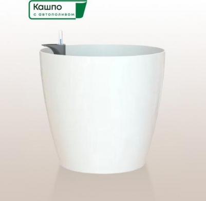 Кашпо с автополивом SAN REMO напольное с колесами, D36 H33,5 см, белое матовое, горшок для цветов