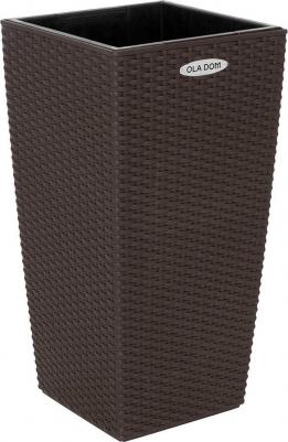 Кашпо декоративное Rattan 400х400х750 мм с автополивом 31 л коричневое – фото 2