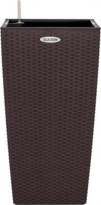 Кашпо декоративное Rattan 400х400х750 мм с автополивом 31 л коричневое