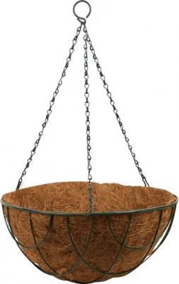 Кашпо металлическое подвесное с вкладышем из коковиты Сфера, d35 см 4167302