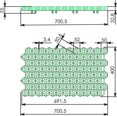 Решетка газонная 70x40x3.2 см полипропилен зеленый 4 шт – фото 3