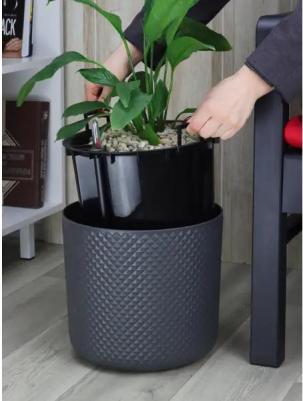 Цветочное кашпо М 3238 13,5 л графитовый 1 шт – фото 3