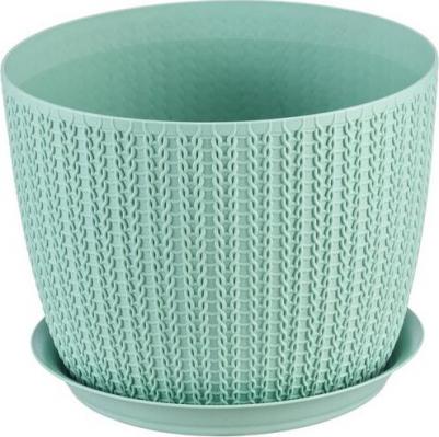 Цветочное кашпо М-пластика Вязание с подставкой М 3120 фисташковый 1 шт